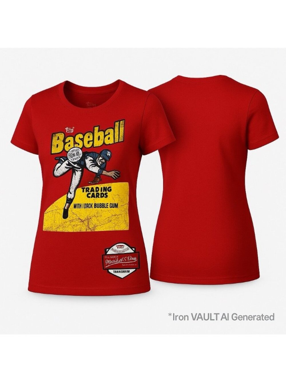Topps Mitchell & Ness Women’s Baseball T-Shirt Small Cooperstown Collection Red